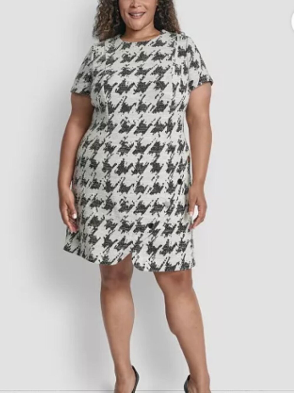 DKNY Plus Size Jewel Neck Rivets Sheath Short Dress